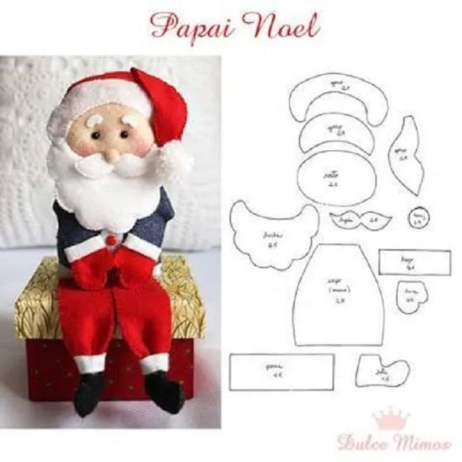 27 Moldes de Papá Noel en fieltro con plantillas | Bebeazul.top 27 Moldes de Papá Noel en fieltro con plantillas | Bebeazul.top