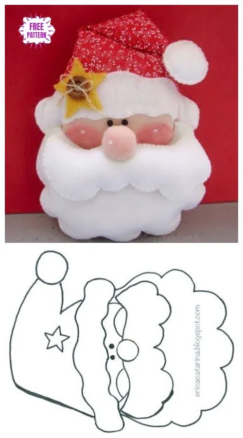 27 Moldes de Papá Noel en fieltro con plantillas | Bebeazul.top 27 Moldes de Papá Noel en fieltro con plantillas | Bebeazul.top
