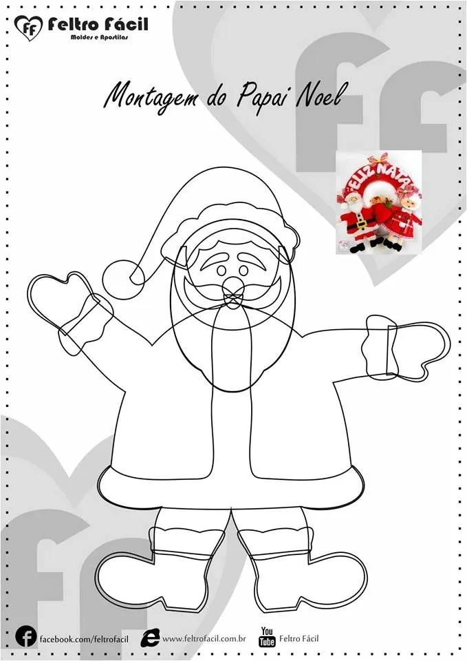27 Moldes de Papá Noel en fieltro con plantillas | Bebeazul.top 27 Moldes de Papá Noel en fieltro con plantillas | Bebeazul.top