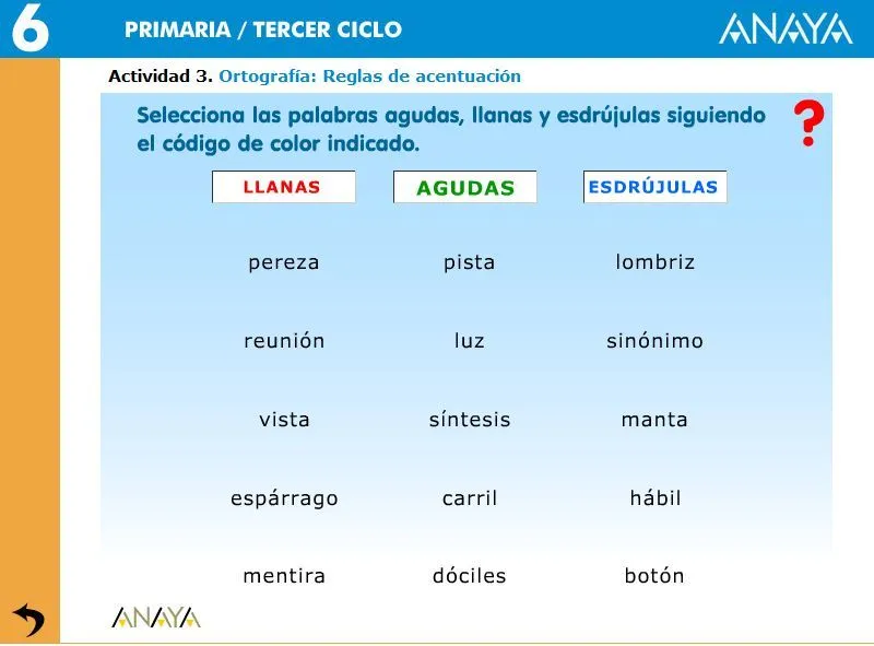 2.AGUDAS,LLANAS Y ESDRÚJULAS | JUGANDO Y APRENDIENDO 2.AGUDAS,LLANAS Y ESDRÚJULAS | JUGANDO Y APRENDIENDO
