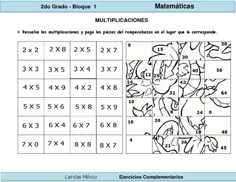 2do Grado - Matemáticas - Rompecabezas Multiplicativo PDF | PDF 2do Grado - Matemáticas - Rompecabezas Multiplicativo PDF | PDF