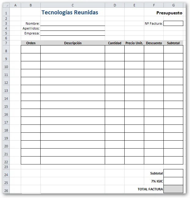 _3º ESO. EXCEL. Práctica 1. Presupuesto. | En clase con las TIC