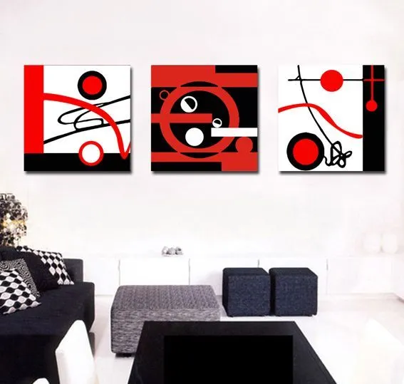 3-unidades-impreso-pared-del-arte-negro-y-blanco-rojo-moderno ...