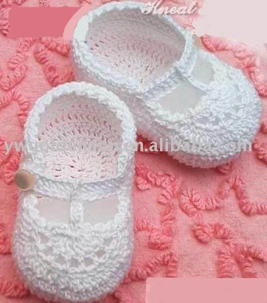Los niños blancos de bebé ganchillo de lana zapatos (4207)-Zapatos ...