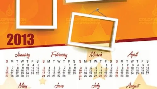 32 Calendarios 2013 para imprimir, plantillas PSD, Excel y Word