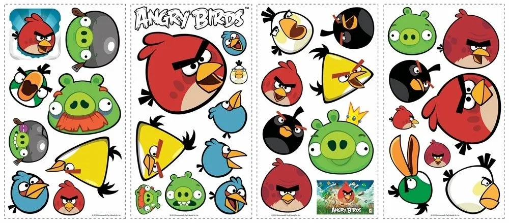 34 New Angry Birds Peel Stick Wall Decals Kids Room Stickers ...