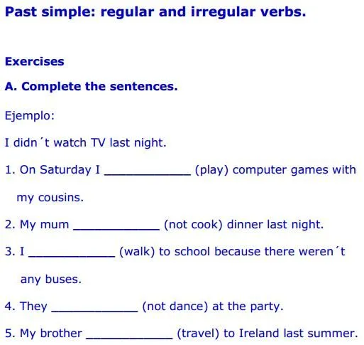 Regular verbs exercises - Didactalia: material educativo