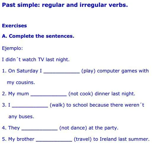 Regular verbs exercises - Didactalia: material educativo Regular verbs exercises - Didactalia: material educativo