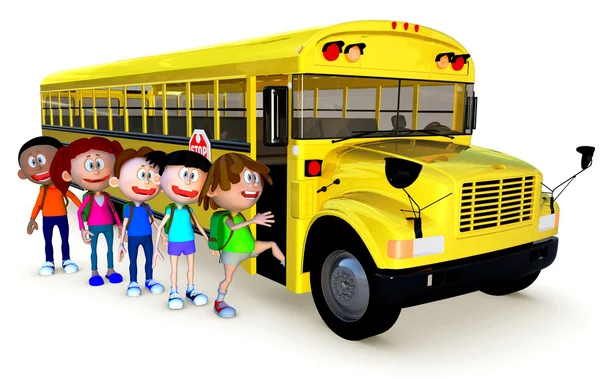3D niños yendo a la escuela en autobús — Foto stock © andresr ... 3D niños yendo a la escuela en autobús — Foto stock © andresr ...