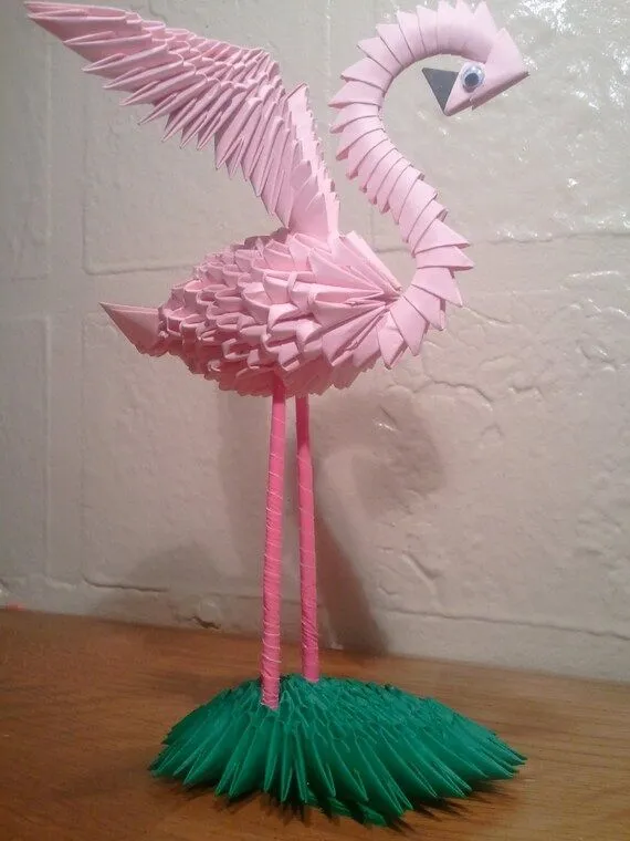 3D origami Flamingo by akvees on Etsy