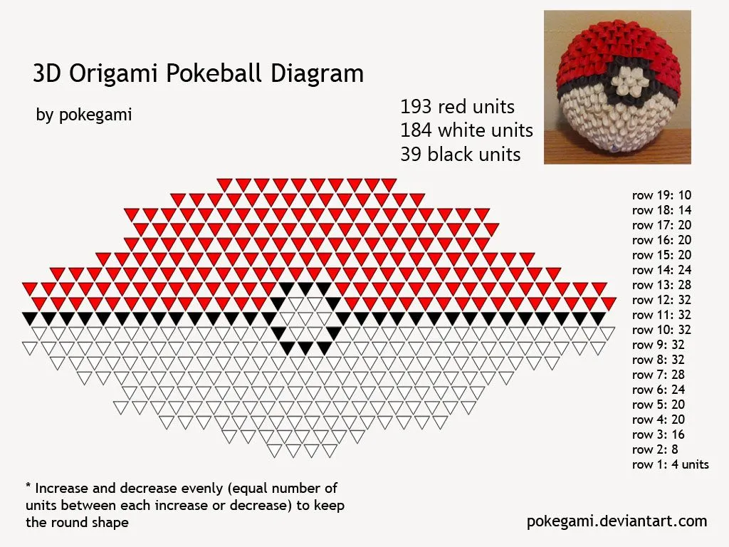 3D Origami Pokeball Diagram by pokegami on DeviantArt 3D Origami Pokeball Diagram by pokegami on DeviantArt
