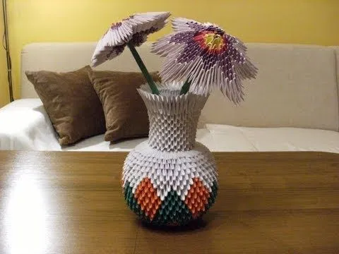 3D ORIGAMI - ROUND VASE - full tutorial - YouTube