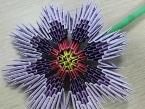 3D origami - violet flower - (how to make) - YouTube