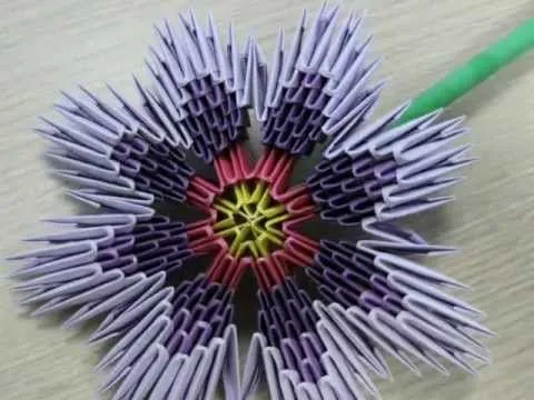 3D origami - violet flower - (how to make) - YouTube 3D origami - violet flower - (how to make) - YouTube