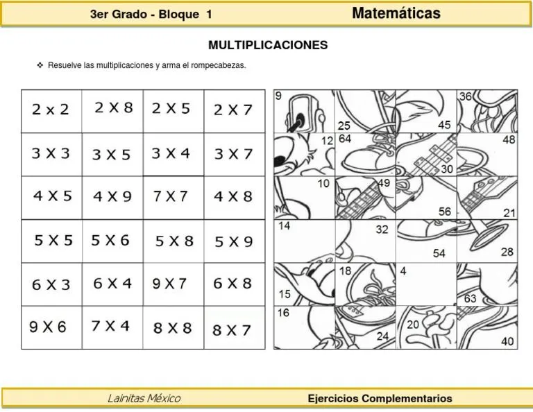 3er Grado - Matemáticas - Rompecabezas Multiplicativo | PDF 3er Grado - Matemáticas - Rompecabezas Multiplicativo | PDF