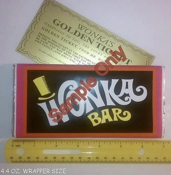 44 oz tamaño Willy Wonka chocolate envoltorio &amp; por Wonkamania