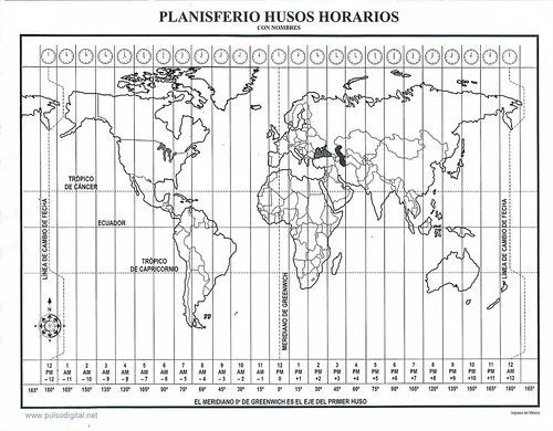 Division politica planisferio con coordenadas - Imagui