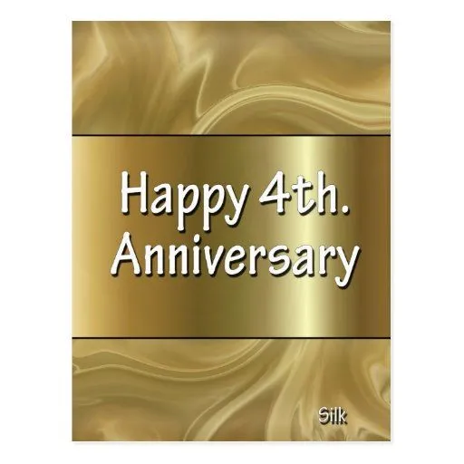 4to feliz. Seda del aniversario de boda Postal | Zazzle 4to feliz. Seda del aniversario de boda Postal | Zazzle