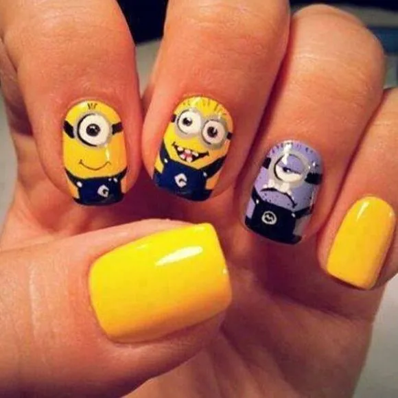 50 Adorable Despicable Me Minion Nail Designs | Diseño De Uñas, Mi ...