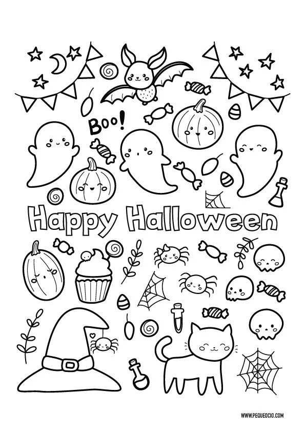 50 dibujos de Halloween para colorear fáciles y divertidos - Pequeocio 50 dibujos de Halloween para colorear fáciles y divertidos - Pequeocio