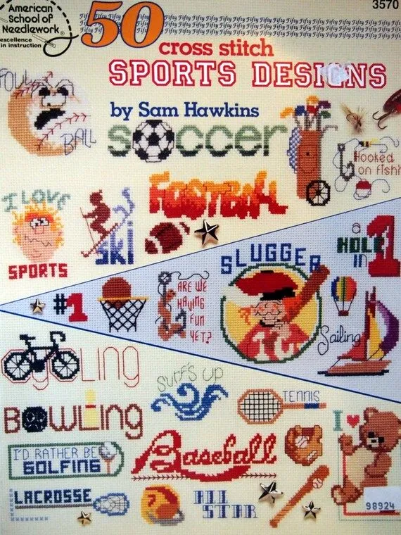 50 Diseños de punto de Cruz deportes por Sam por NeedANeedle 50 Diseños de punto de Cruz deportes por Sam por NeedANeedle
