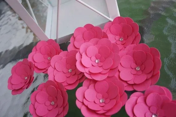 50 Flores de papel rosadas Flores rosadas hechas a por KARDSandmore