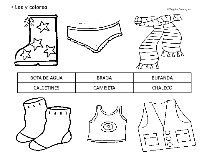 50 recursos para Educación Infantil: Fichas -> Prendas de vestir