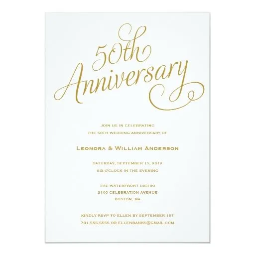 50.as INVITACIONES del ANIVERSARIO de BODA del | Invitación 5" X 7 ...