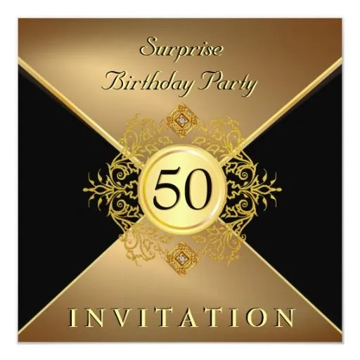 50.o fiesta de sorpresa del cumpleaños del negro invitación 13,3 ...