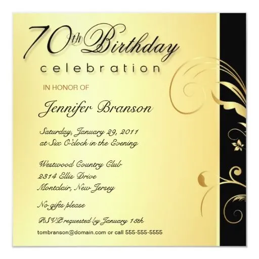 70.o Fiesta de cumpleaños - el oro elegante floral Invitación 13,3 ... 70.o Fiesta de cumpleaños - el oro elegante floral Invitación 13,3 ...