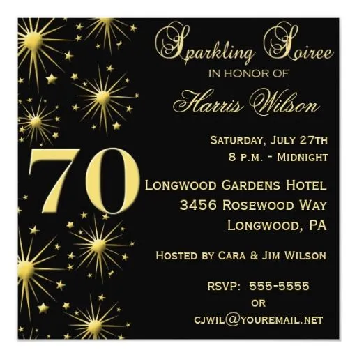 70.o Invitaciones del cumpleaños Invitación 5.25" X 5.25" | Zazzle