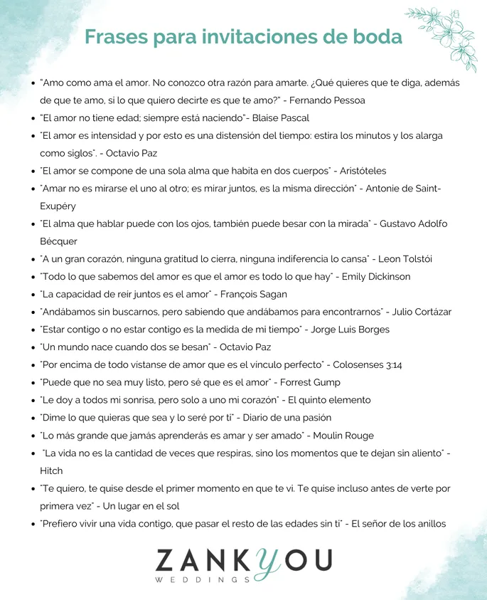84 frases increíbles para invitaciones de boda, ¿lista para suspirar? 84 frases increíbles para invitaciones de boda, ¿lista para suspirar?