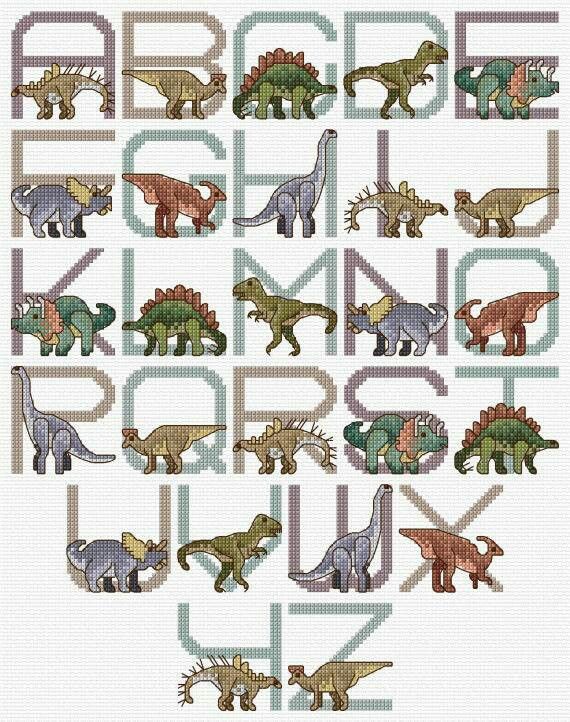 ABC de Dinosaurios en punto de cruz | bordado.... | Pinterest ABC de Dinosaurios en punto de cruz | bordado.... | Pinterest