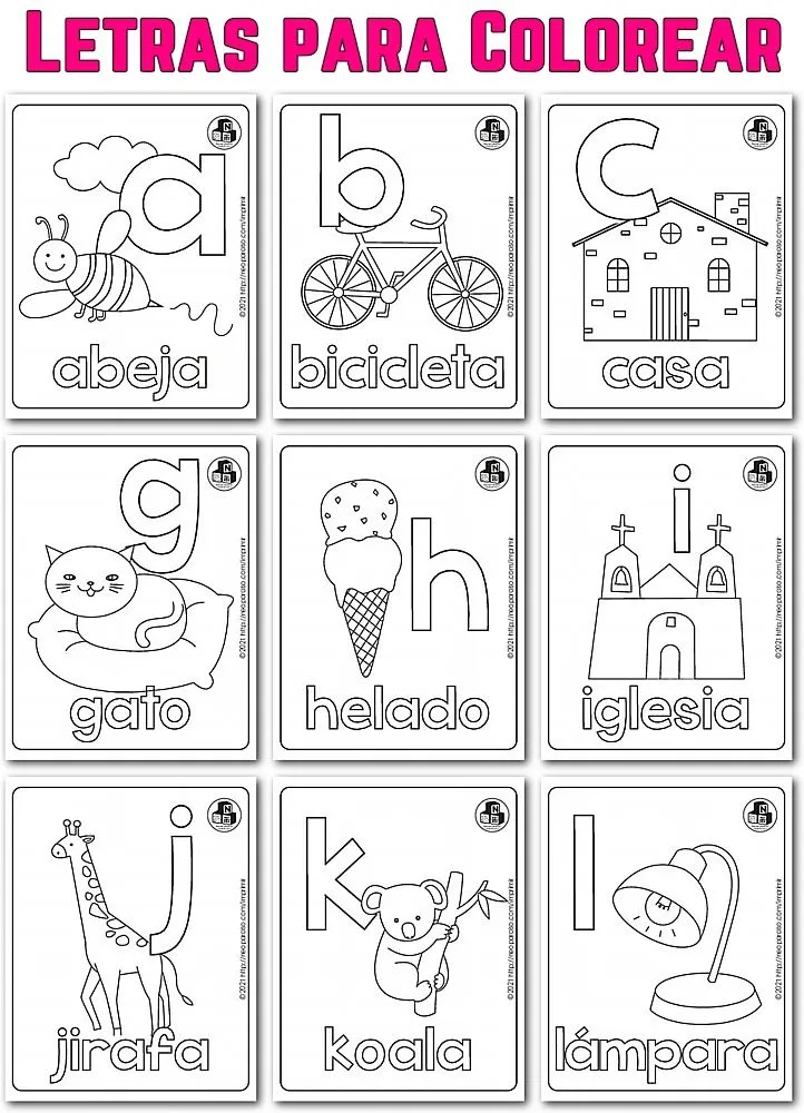 Abecedario para Colorear con Dibujos