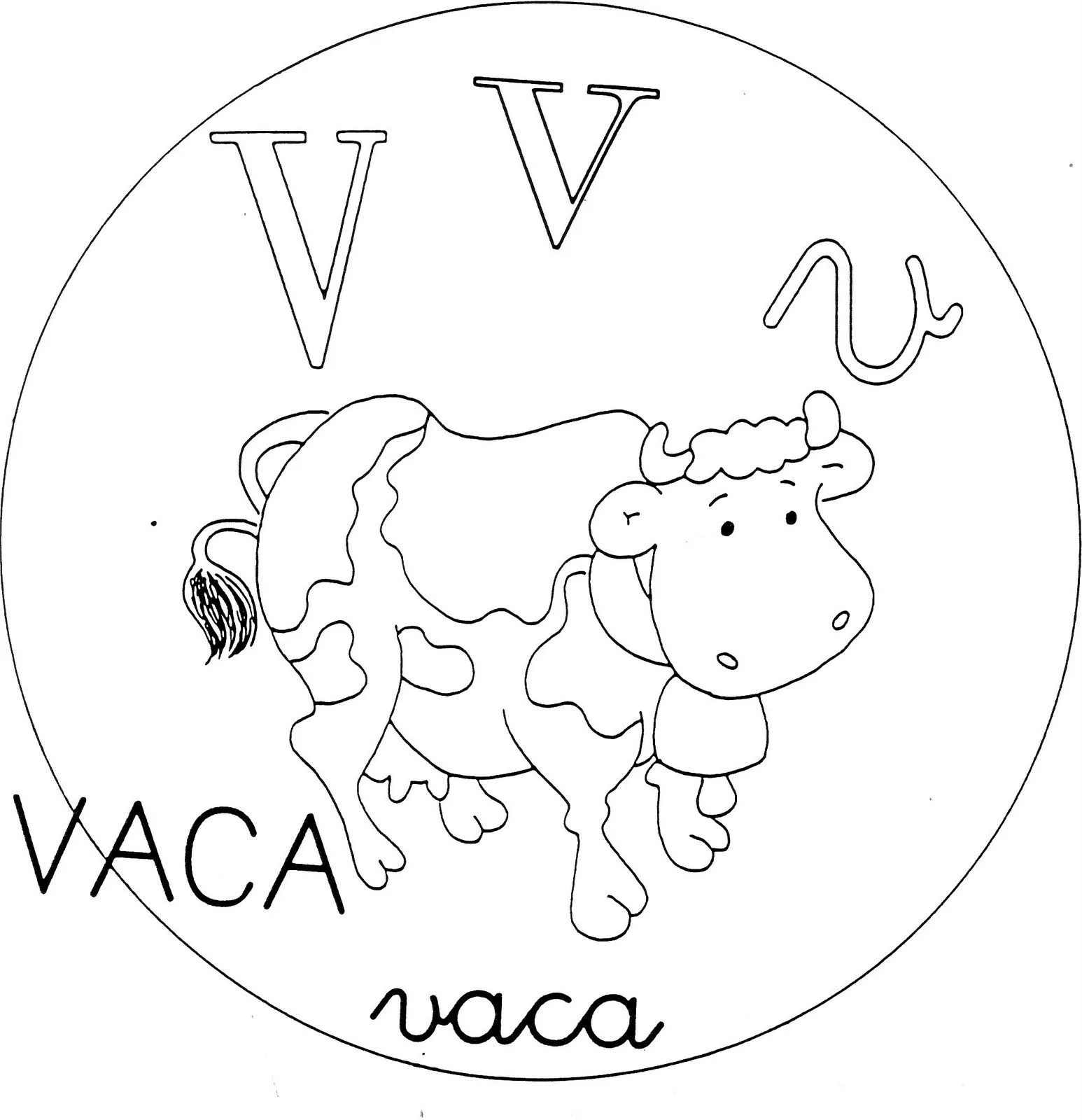 Abecedario para colorear: V ~ Dibujos para Colorear Infantil