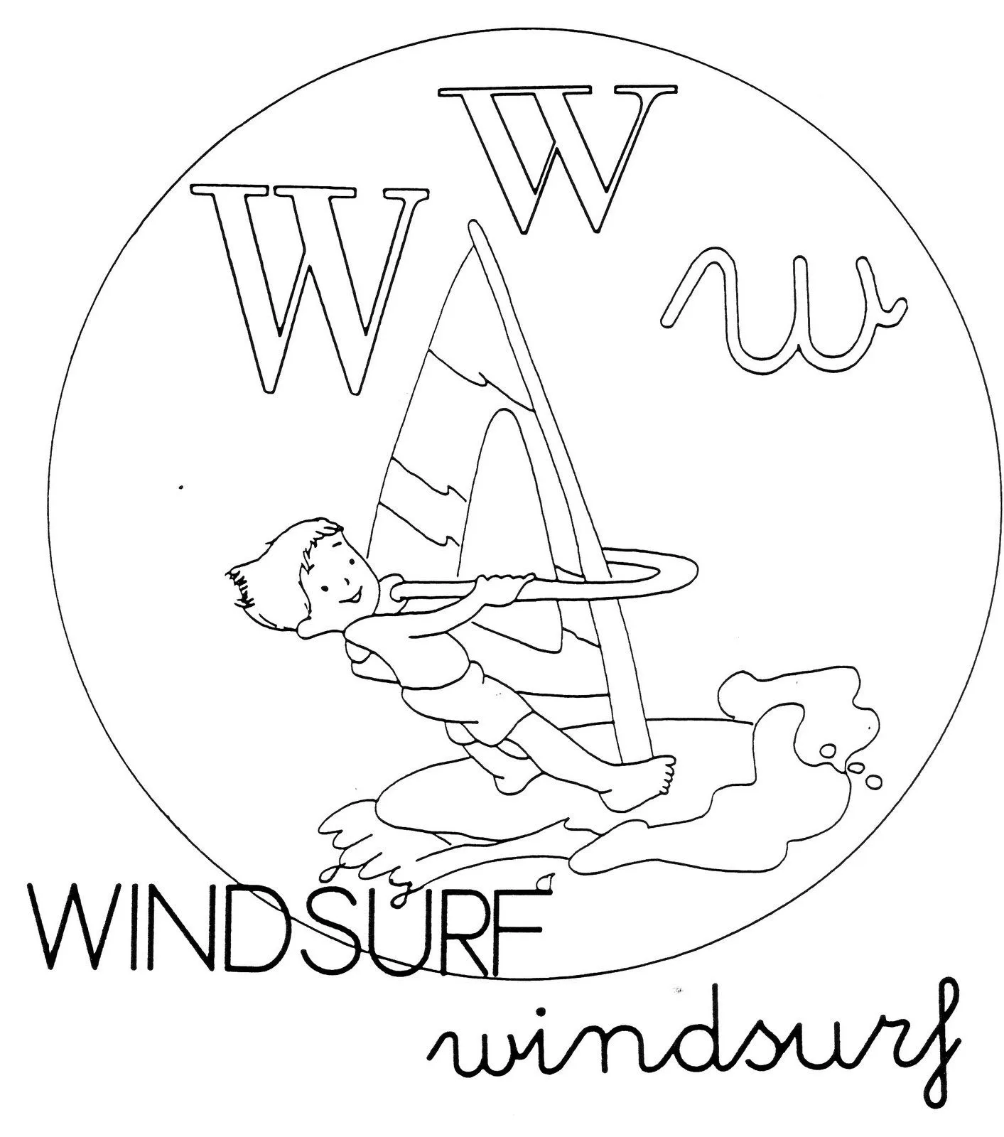 Abecedario para colorear: W ~ Dibujos para Colorear Infantil