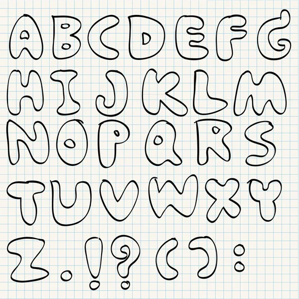 Abecedario dibujado en el papel de la línea de la mano — Vector ... Abecedario dibujado en el papel de la línea de la mano — Vector ...