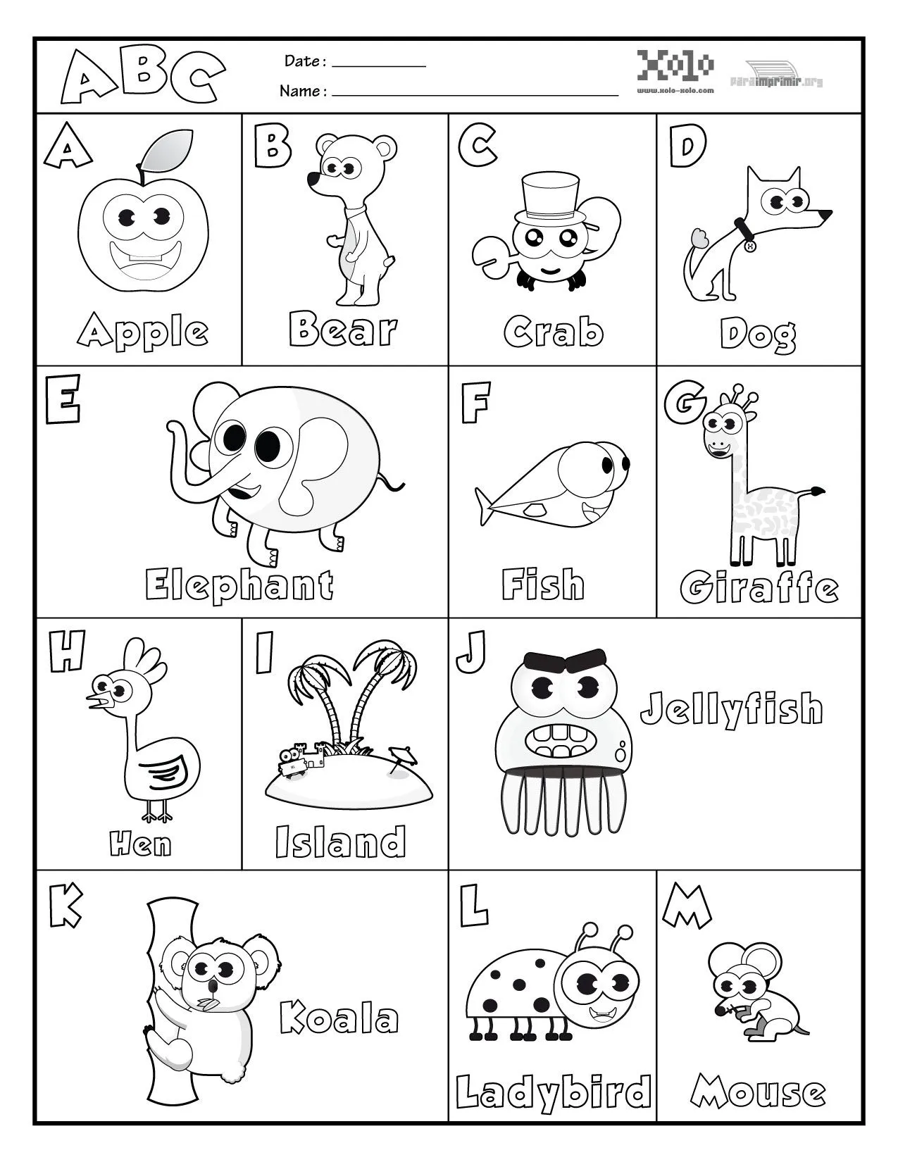 Abecedario en ingles para colorear y para imprimir Abecedario en ingles para colorear y para imprimir