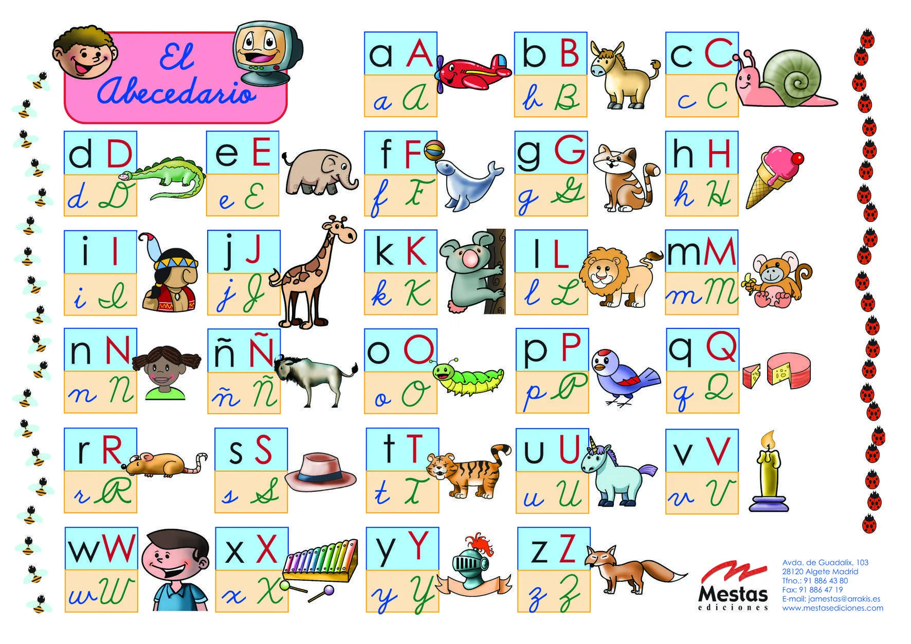 Abecedario con letras mayúsculas y minúsculas. Incluye letra ...