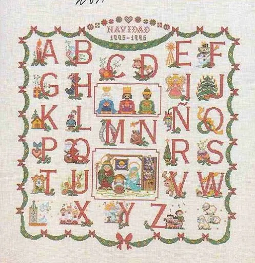 Abecedario Navidad en punto de cruz | fiestas de Navidad