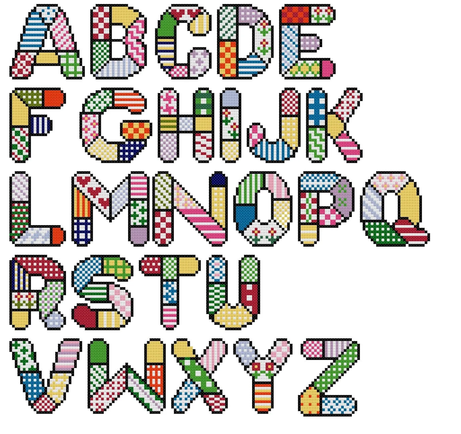 Abecedario patchwork letras - Imagui