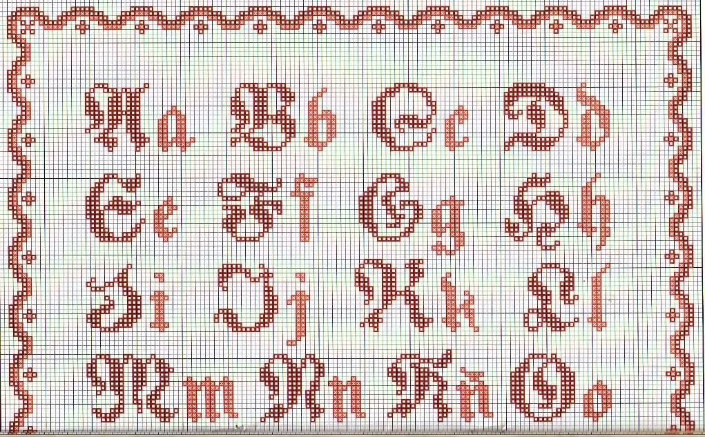 Abecedario en punto de cruz con letras pequeñas - Imagui
