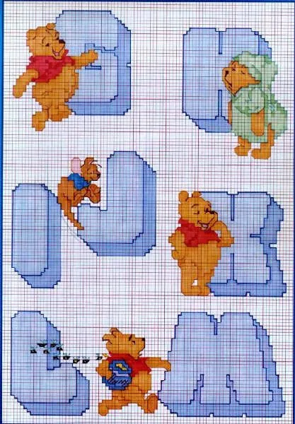 Abecedario de Winnie de Pooh en punto de cruz - Imagui Abecedario de Winnie de Pooh en punto de cruz - Imagui
