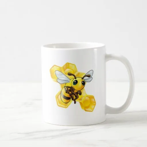 Abeja del dibujo animado con el panal taza de café de Zazzle. Abeja del dibujo animado con el panal taza de café de Zazzle.