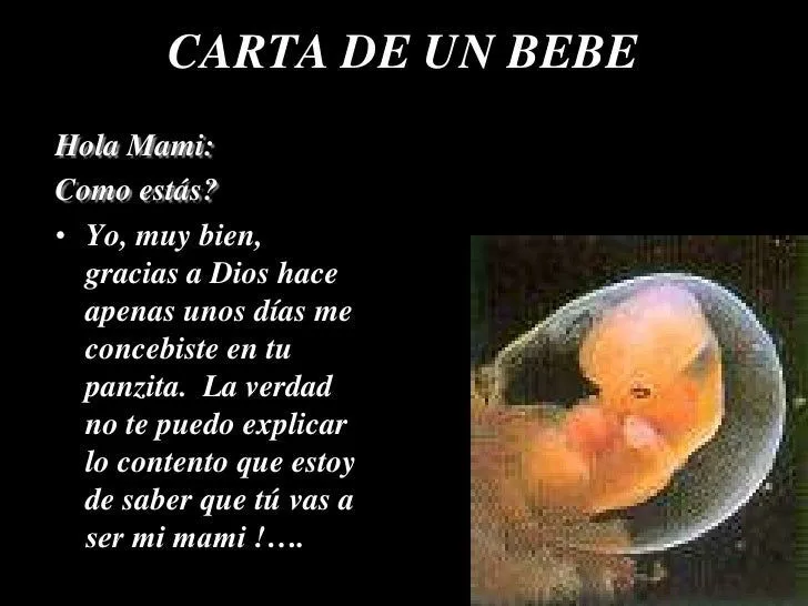 Aborto. Carta De Un Bebe