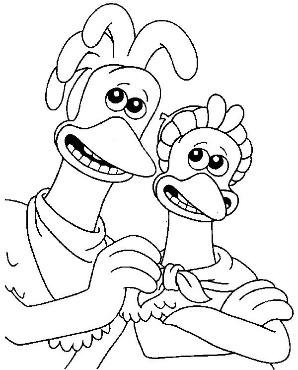 Abrazo de Pollito para colorear