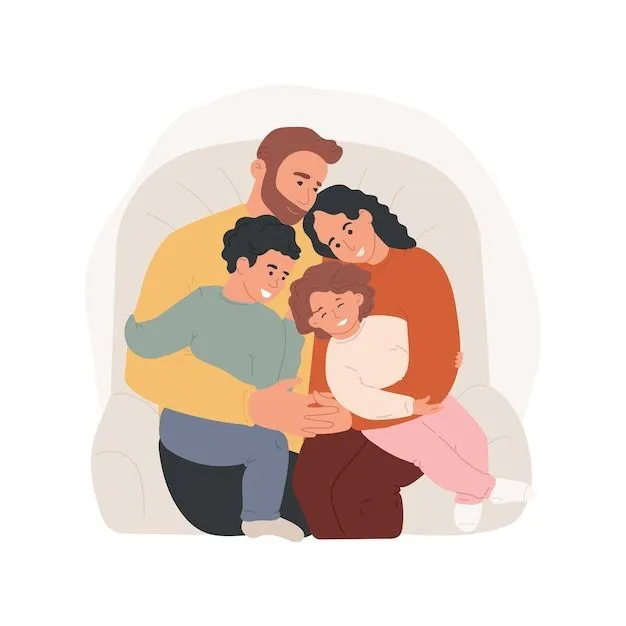 Abrazos familiares ilustración vectorial de dibujos animados aislados |  Vector Premium