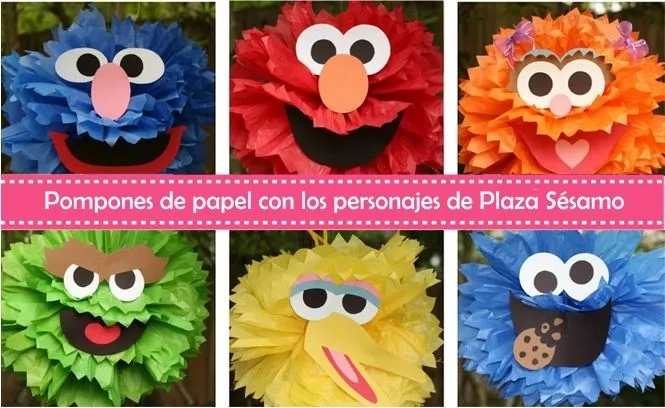 Ábrete sésamo! Decora con pompones de papel de los personajes de ... Ábrete sésamo! Decora con pompones de papel de los personajes de ...