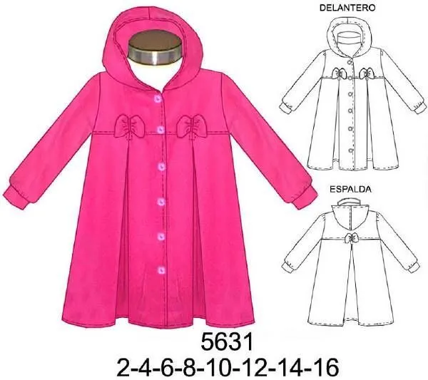 Abrigo niña con canesú y pinzas en delantero y espalda. Art.: 5631 ... Abrigo niña con canesú y pinzas en delantero y espalda. Art.: 5631 ...