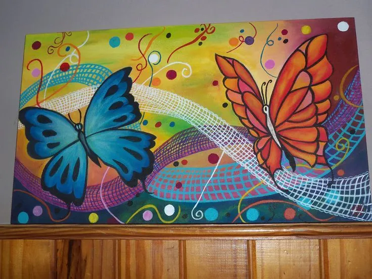 ABSTRACTO CON MARIPOSAS. PINTURA SOBRE TELA. | PINTURAS ...